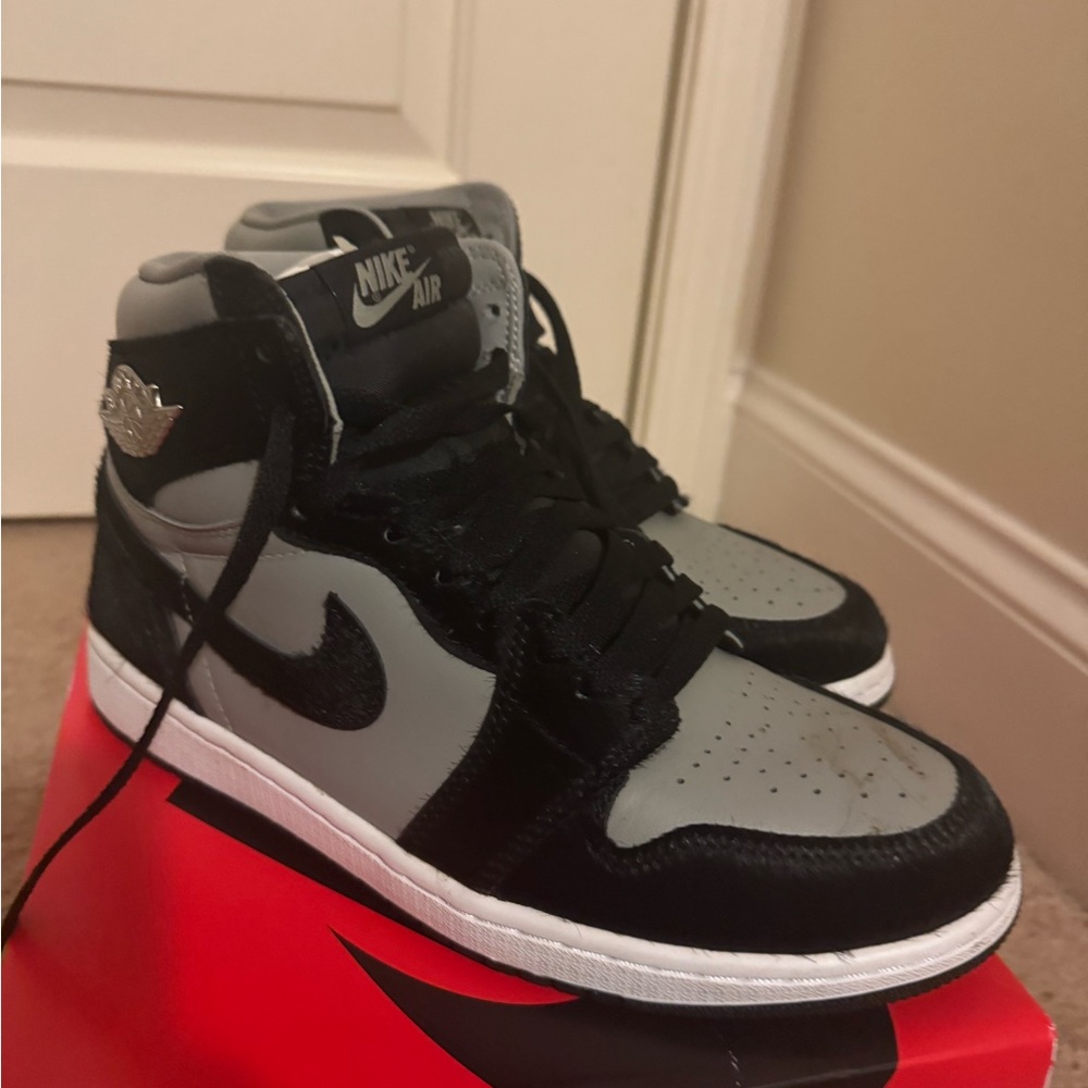 Nike Air Jordan 1 Women Mohair Black and Gray High-Top Sneakers